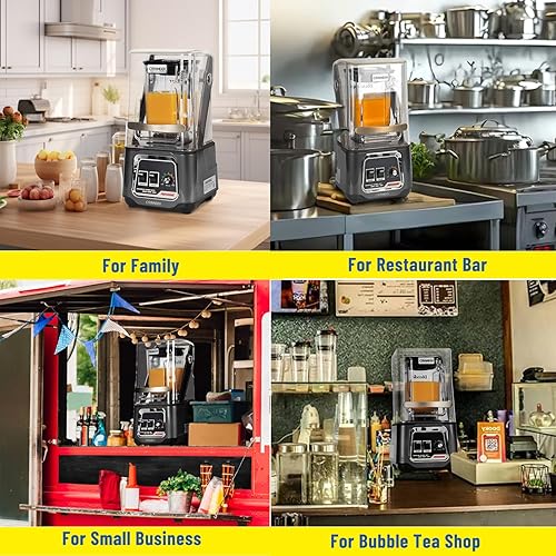 Miniatura 7 de CRANDDI Licuadora profesional para batidos, licuadora silenciosa comercial insonorizada de 2200 W con escudo insonorizado extraíble para triturar