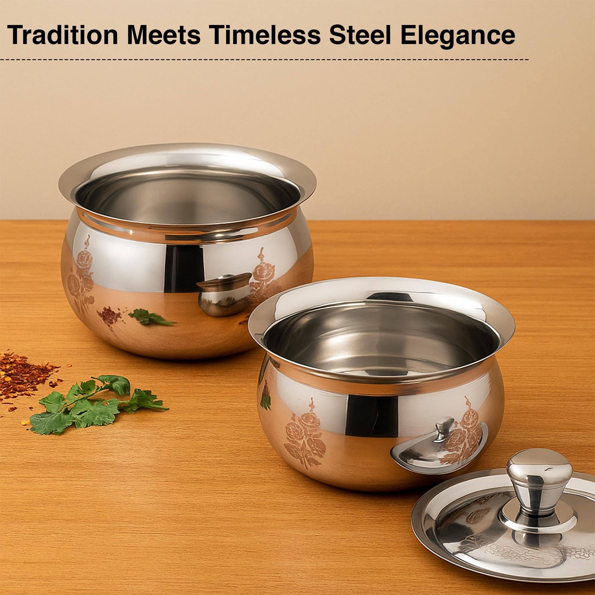 Stainless Steel Handi - Dahi Handi & Biryani Pot -2