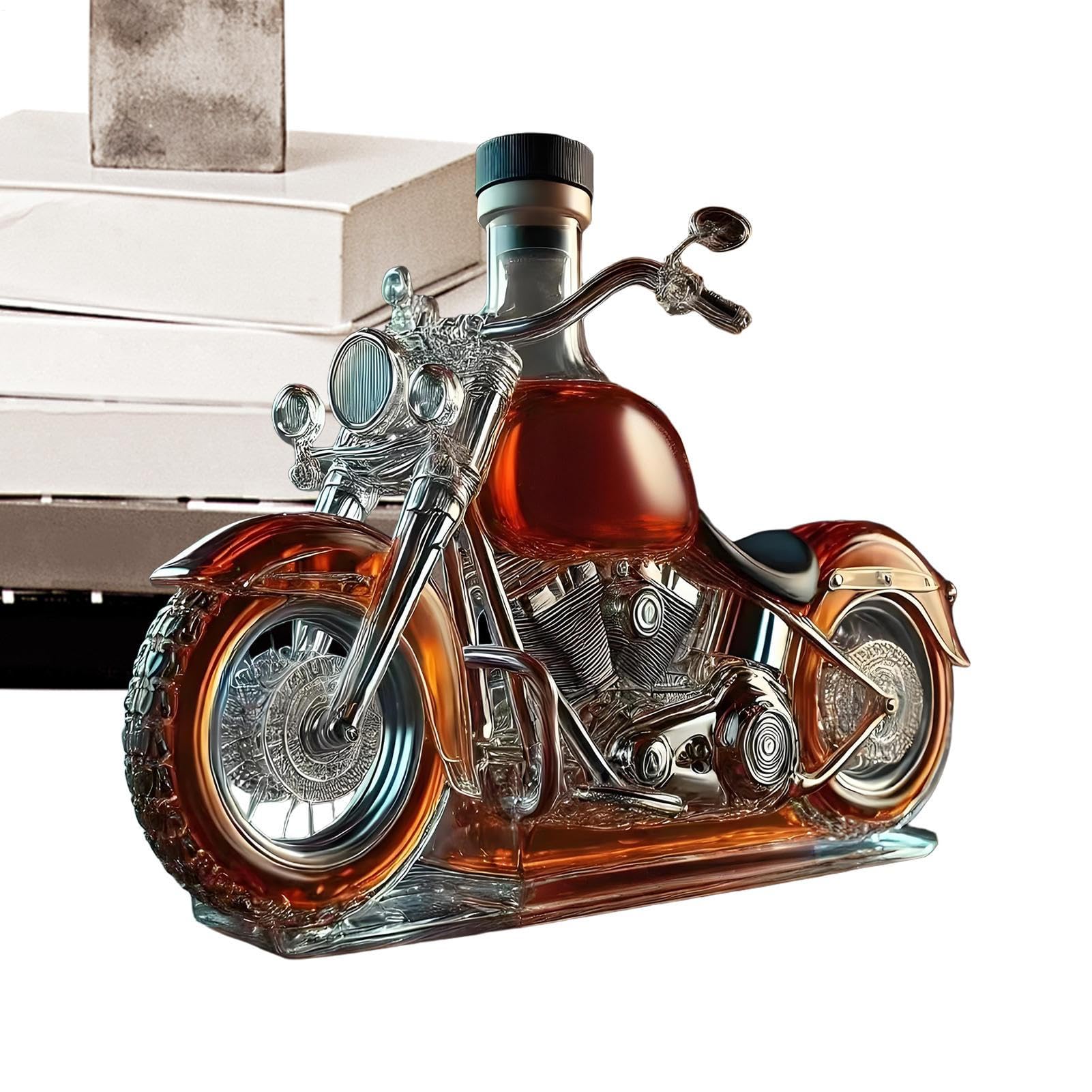 Decantador de Vino de Vidrio Forma de Motocicleta Airator Licor Vintage Decoración Escritorio Whisky