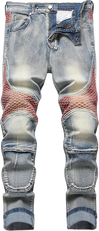 بنطلون جينز رجالي ممزق وممزق بقصّة Slim Fit للرجال، بنطلون جينز مرن مريح بساق مستقيمة، بنطلون مصمم عصري