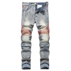 Mens Jeans Ripped Distressed Slim fit Jeans for Men Straight Leg Comfort Flex Jeans Designer Fashion Pants