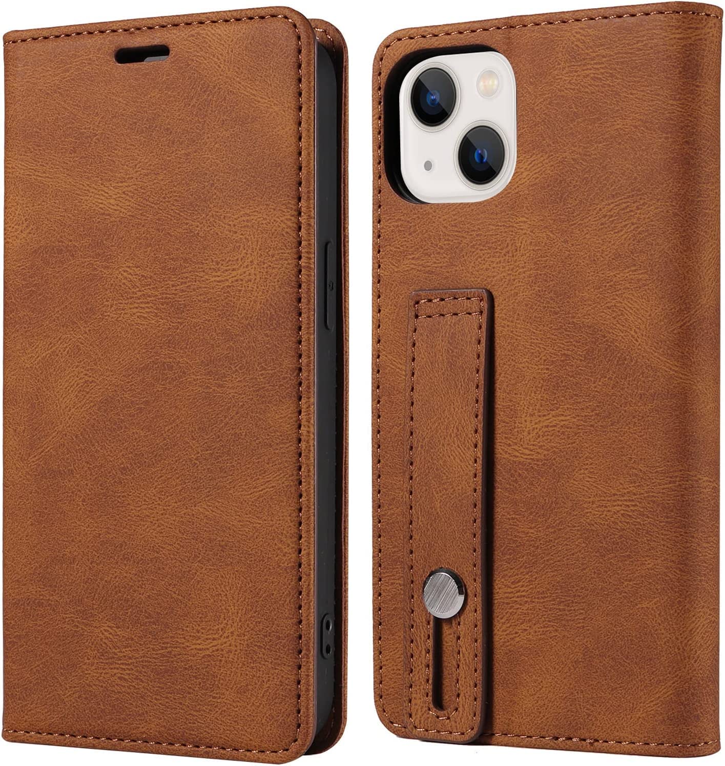 Protection iPhone 13 Mini antichoc marron en simili cuir durable - 7