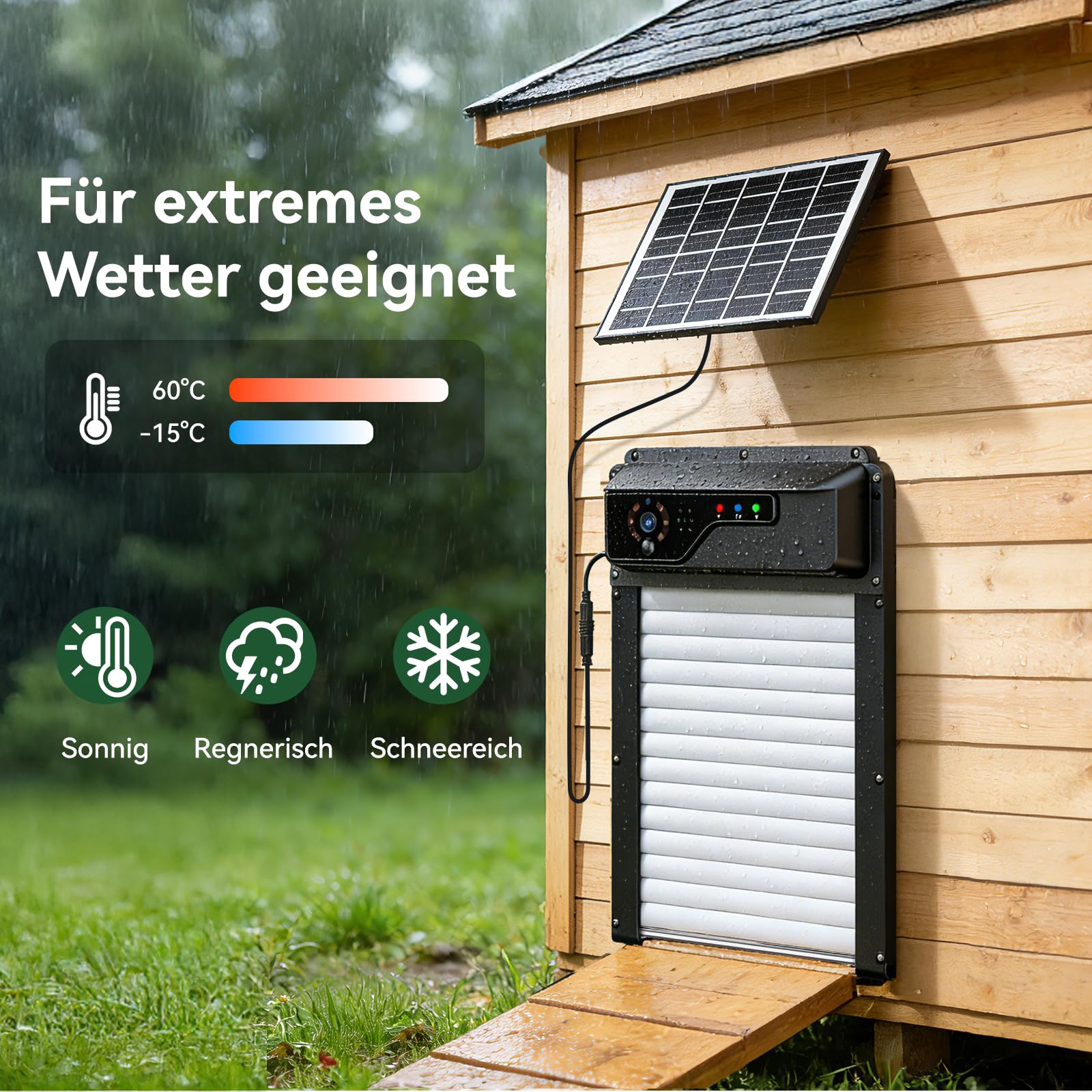 Automatische Hühnerklappe Solar, Hühnerklappe Automatisch mit WLAN-App-Steuerung