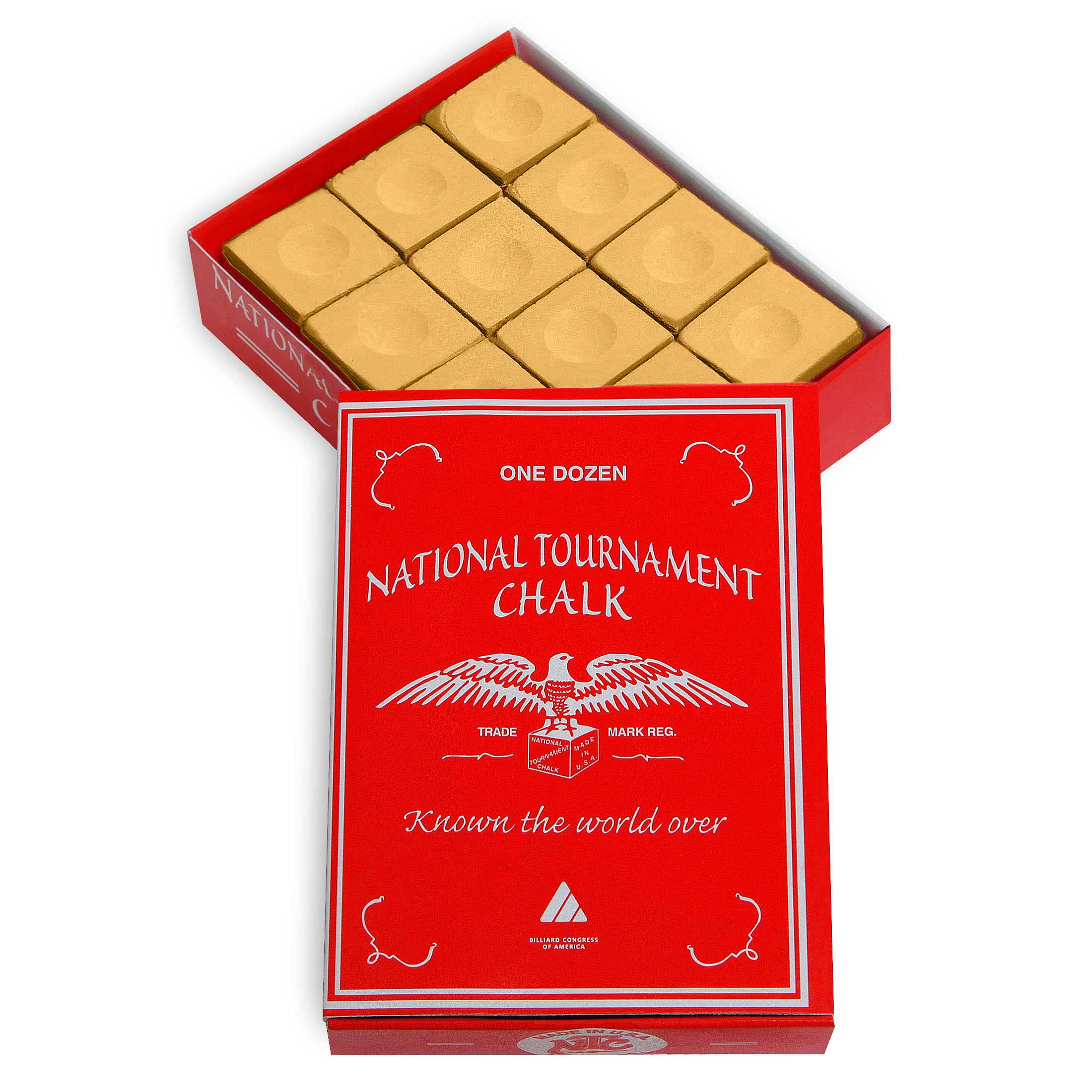 Silver Cup National Tournament Pool cue Billiard Premium Chalk - ONE Dozen (Tan)