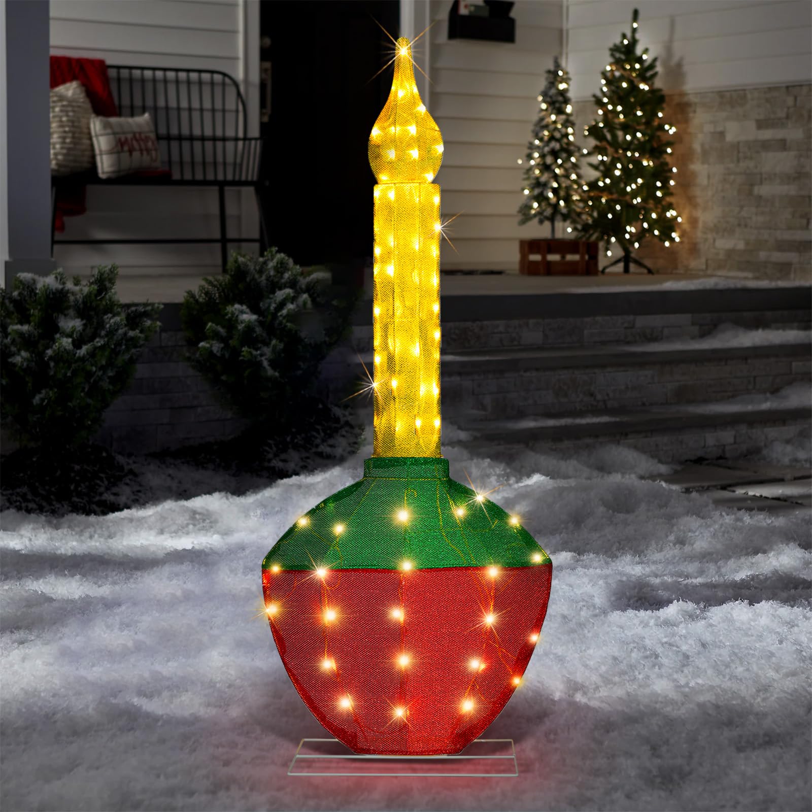 48'' Twinkling Christmas Bubble Light, Battery Operated with Timer 60 LEDs with Warm White Lighting