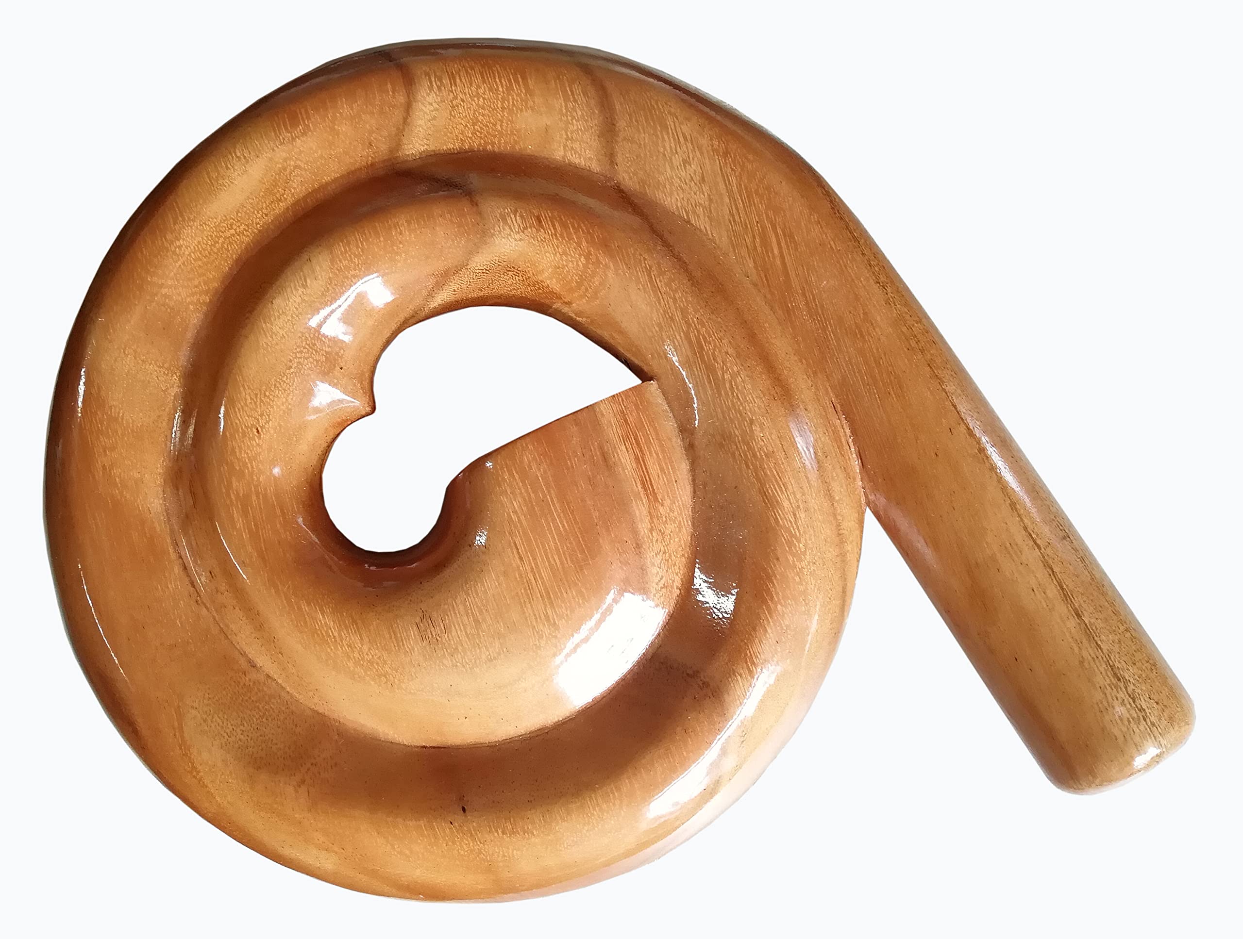 Schönes rundes Didgeridoo - Schnitzerei aus Holz als Geschenk-Idee zu Geburtstag Weihnachten zur Wand-Dekoration Musik-Instrument Handarbeit (natur)
