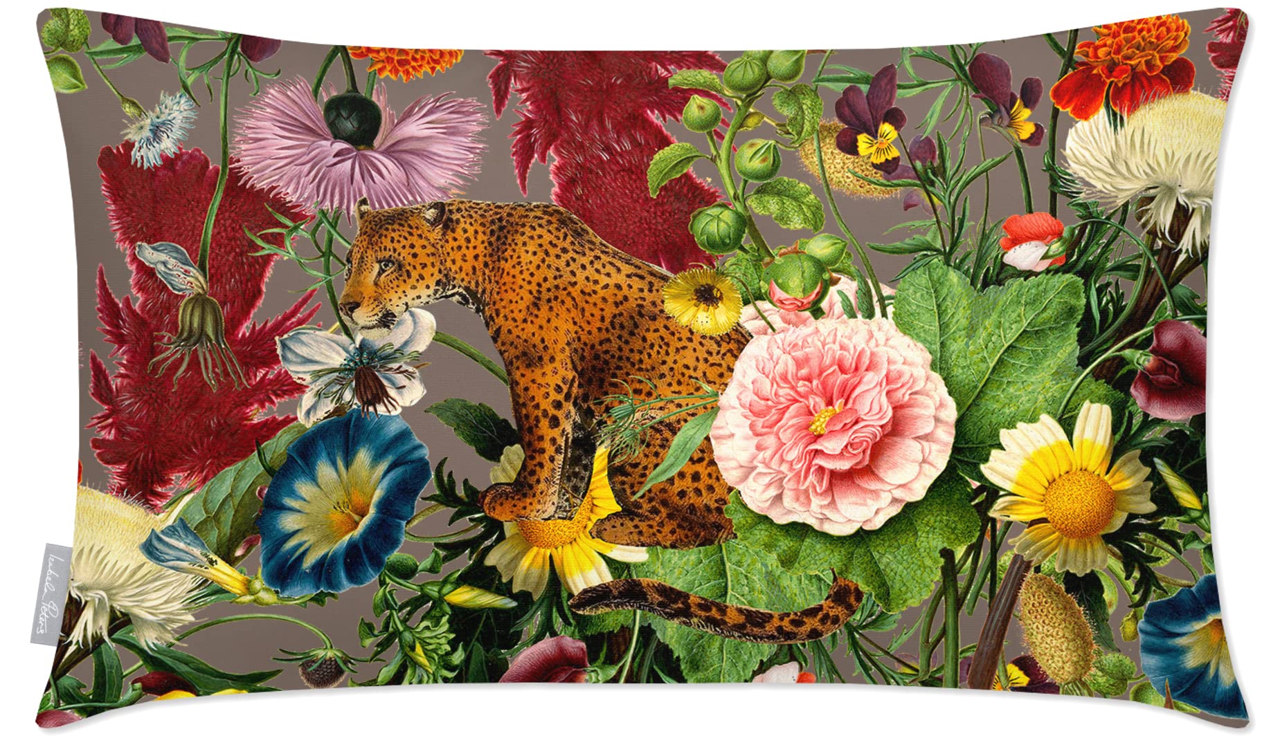 Izabela Peters Outdoor Cushions Waterproof, 50 x 30 cm, Filled Outdoor Cushion, Junglescape - Dovedale Stone, Garden Furniture Cushions, Outdoor Seat Cushions, Garden Chair Cushions