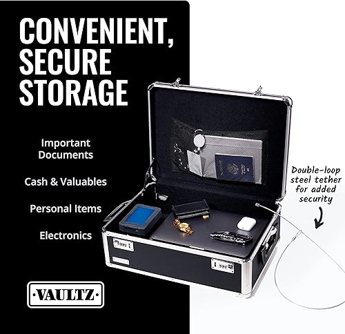 Miniatura 2 de Baúl de almacenamiento con cerradura Vaultz de 195 x 7 x 135 pulgadas Negro