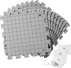 Mr. Pen- Blocking Mats for Knitting & Crochet Projects, 12" x 12", 9 Pack with 150 pcs T-Pins, Gray Aligned Grid Knitting Blocking Mats and Pins, Water & Heat Resistant