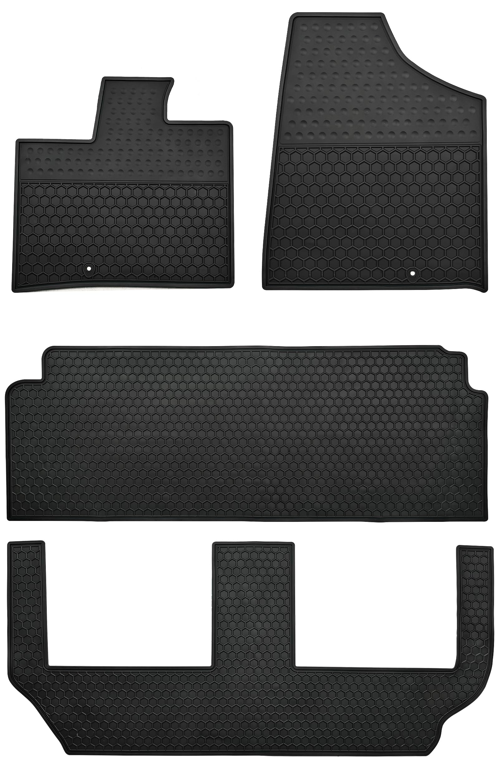 Megiteller Car Floor Mats Custom Fit for Dodge Grand Caravan/Chrysler Town & Country (Stow'n Go Only) 2008-2018 3 Rows Odorless Washable Heavy Duty Rubber (All Weather) Floor Liners Set Black