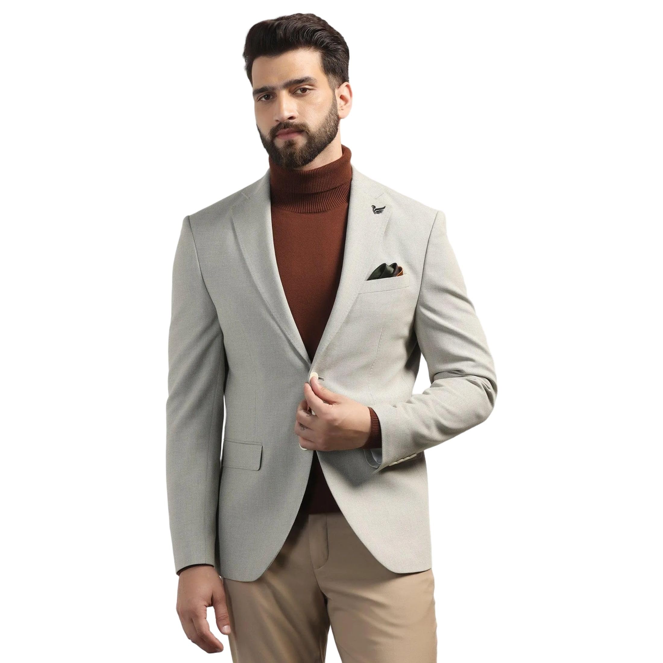 blackberrys Men Beige Solid Blazers-picture-10