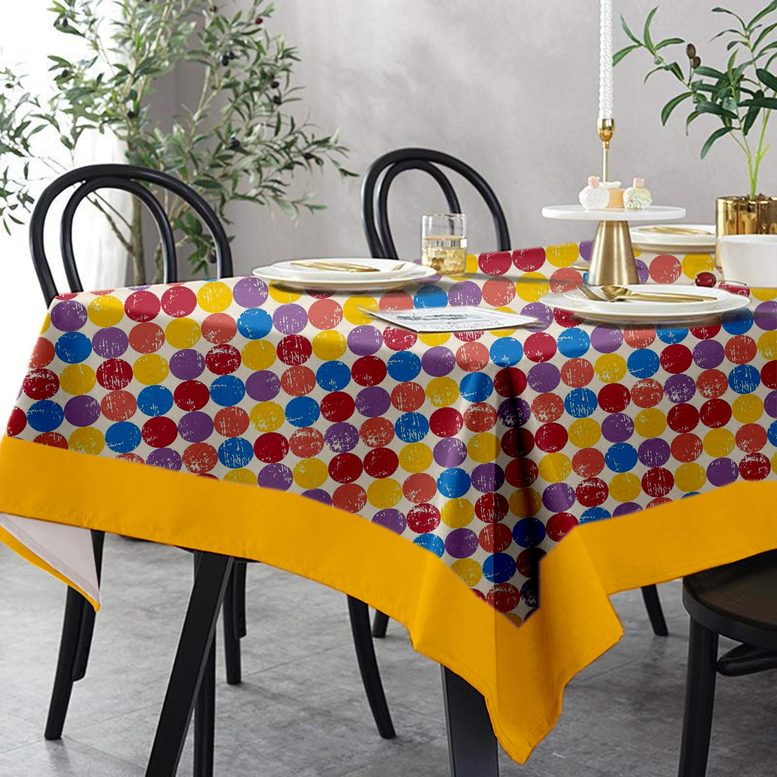 Lushomes Dining Table Cover 6 Seater, Small Titac Printed Dining Table Cover Cloth Linen, Home Decor Items (Pack of 1, 54x78 inches)
