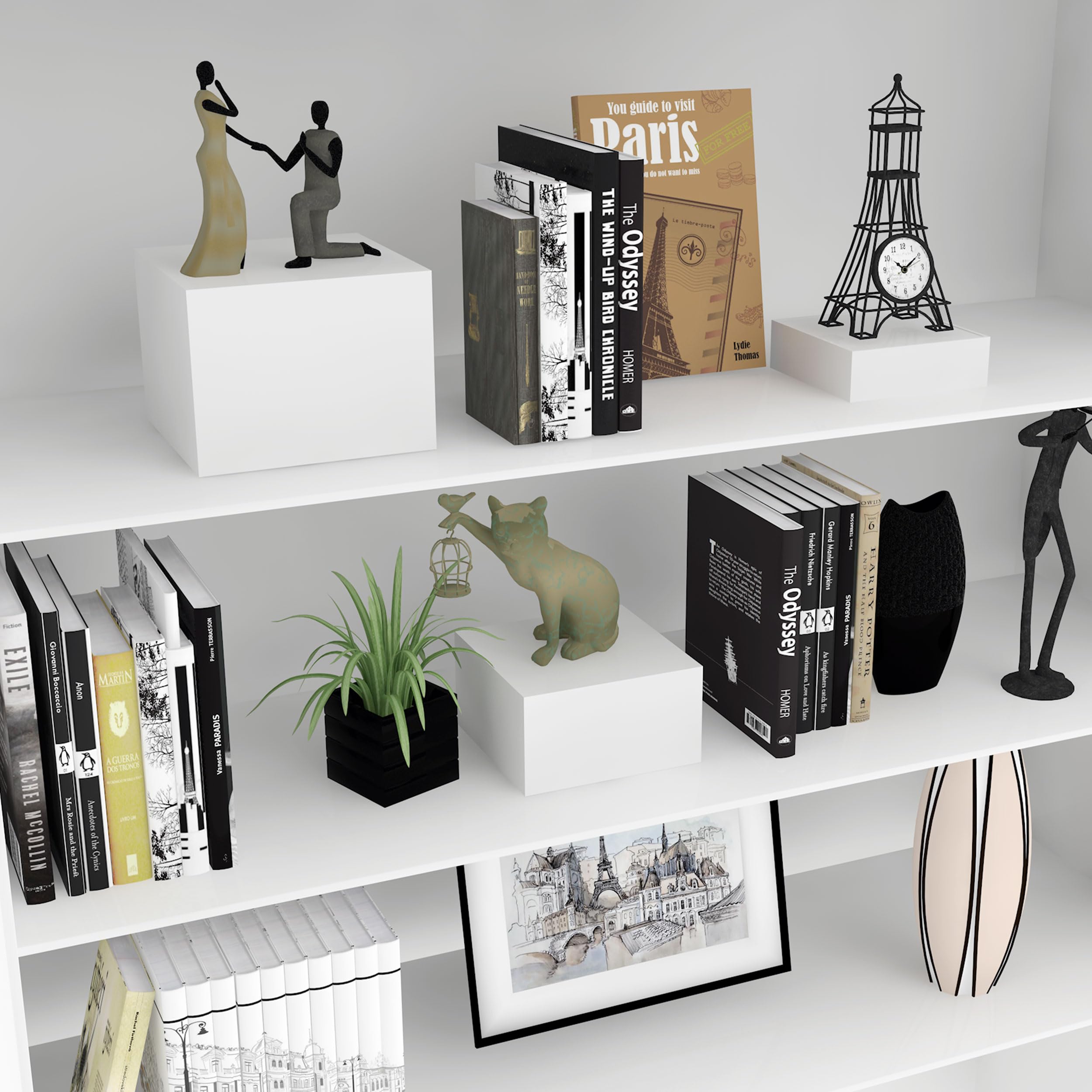 3 Pack White Buffet Food Risers, Acrylic Cube Box Nesting Display Risers for Dessert Food Collectibles Jewelry Figures Show, Display Stands for retail vendor events, Hollow Bottoms, Square, White