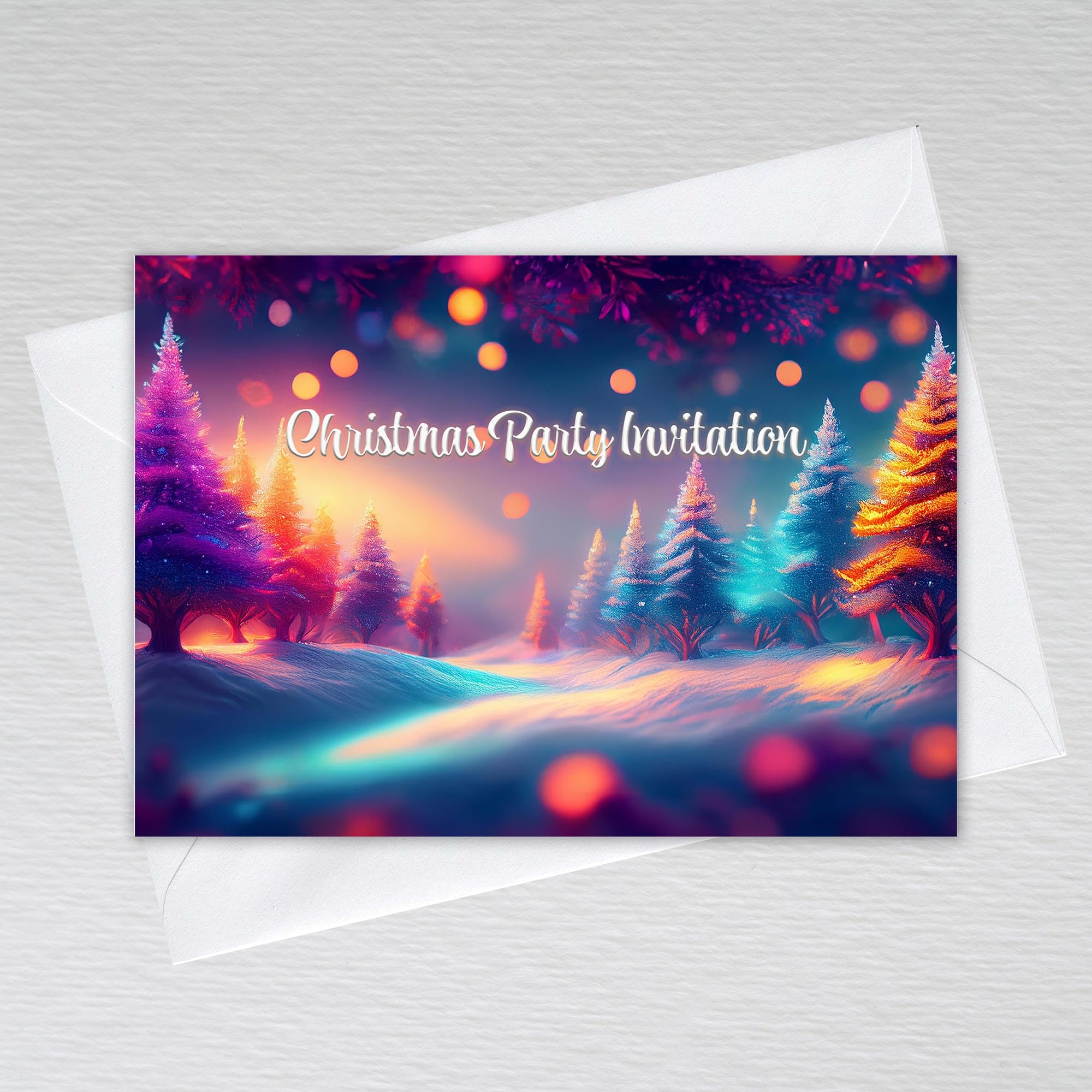 Christmas Party Invitations, Christmas Party Invitation Cards and Envelopes: Enchanted Forest Christmas Party Invites (Pack of 50 with Envelopes)