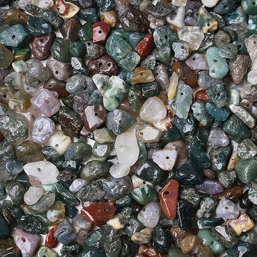 LAIDANLA 400 cuentas de piedra natural de ágata india de 0.239 a 0.315 pulgadas (5 a 0.315 in), piedras preciosas irregulares perforadas para