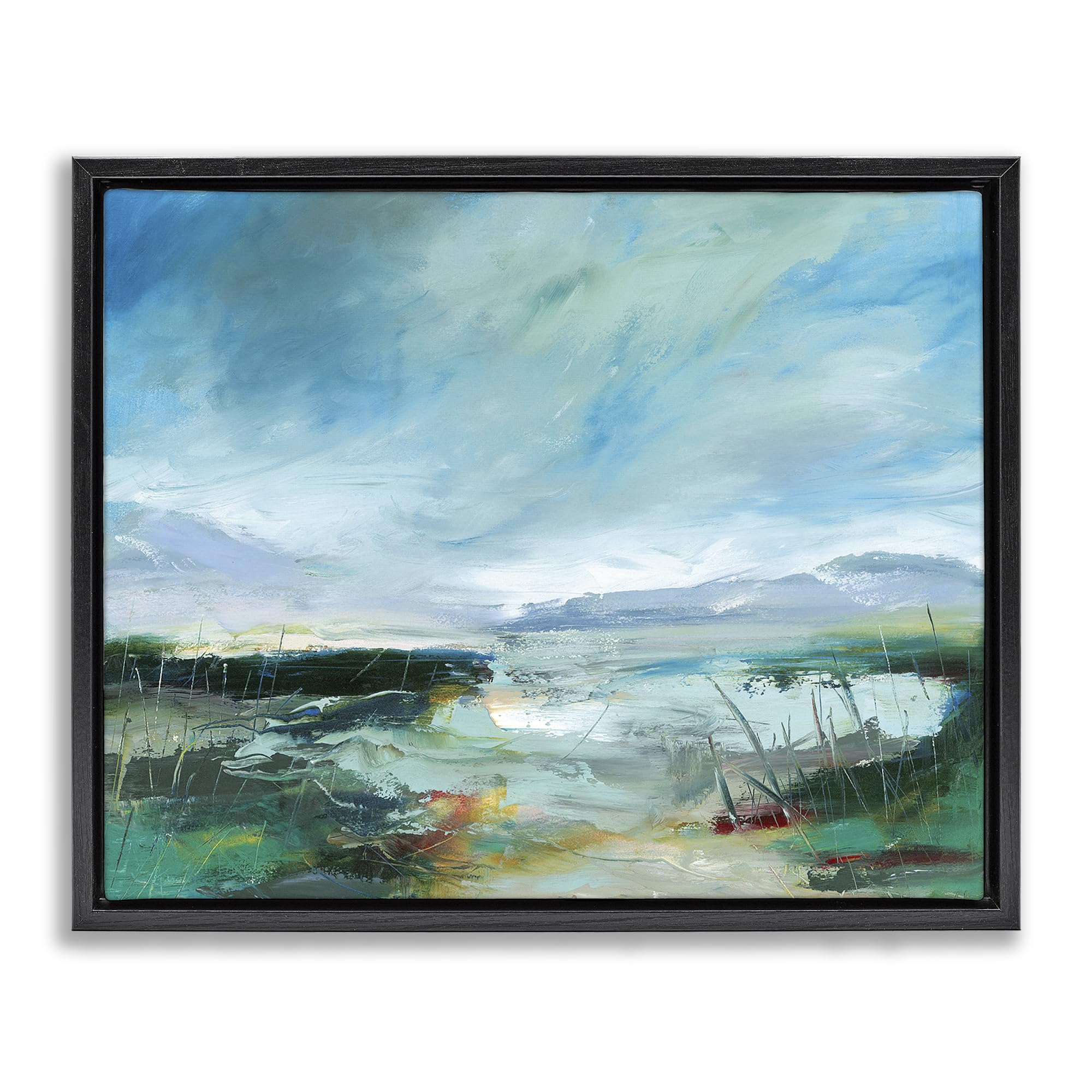 Stupell Industries Jet Black (Matte) Loch Landscape Serene Abstract, 24 X 30 Inch Canvas In Floater Frame