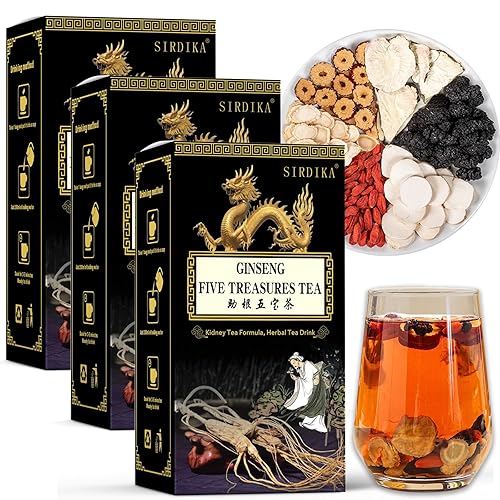 Miniatura 7 de Té de riñón de Ginseng Five Treasures, Zhu Gen Wu Bao Cha, té Wubao - Té chino para el cuidado del riñón, té de hierbas para hombres (10 bolsas1