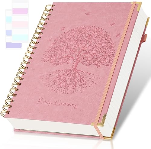 Cuaderno de espiral, cuaderno de rayas universitarias, 8.5 x 11 pulgadas, 300 páginas de cuero para escribir, cuadernos de tapa dura A4 para el