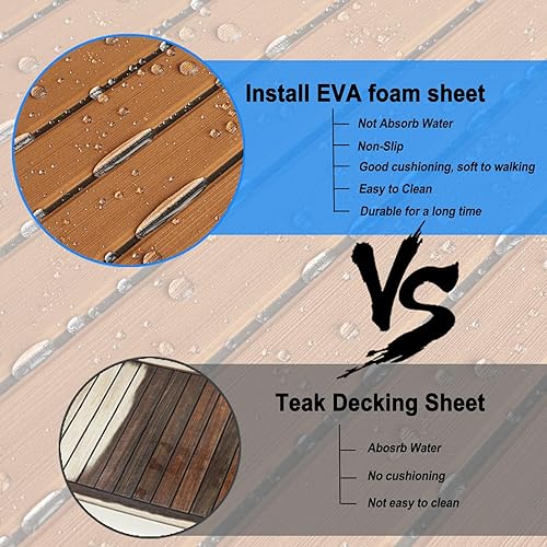 Miniatura 15 de HZshark Piso de lancha de espuma EVA autoadhesiva de 6mm antideslizante, alfombra marina de teca para lancha, almohadilla de cubierta de espuma