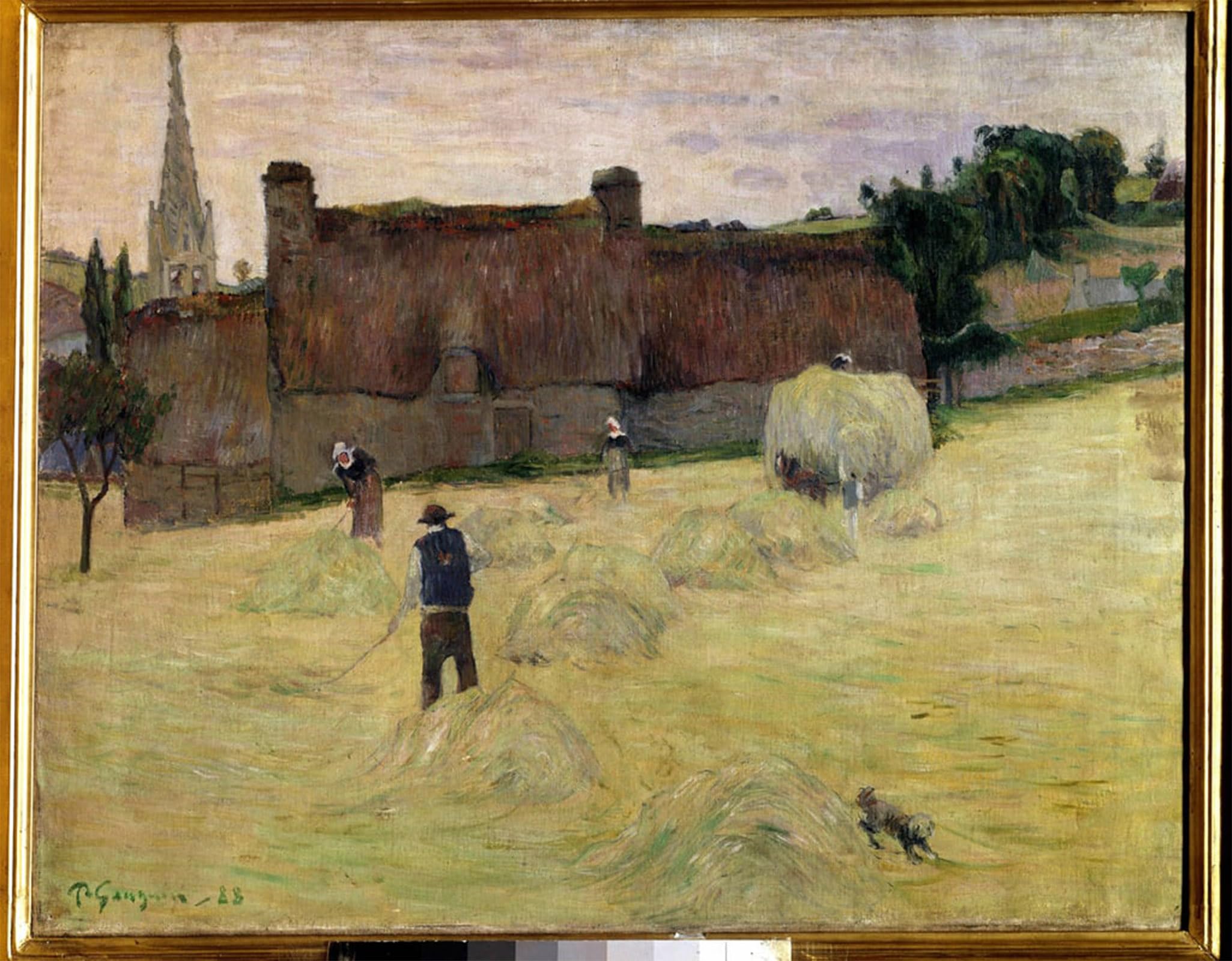 POSTERIIk Vintage Classic Picture Landscape Artwork Hay in Brittany Painting by Paul Gauguin Portrait Canvas Painting for Office Home Decor 60x90cm