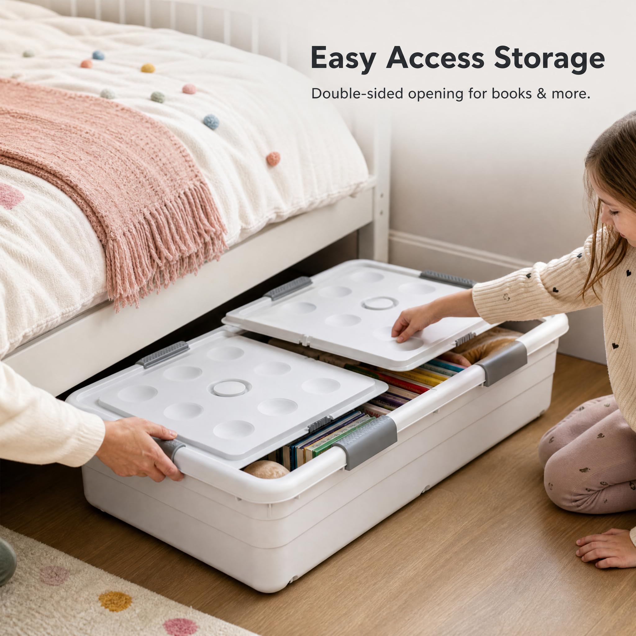 Organizer Portaoggetti Sottoletto, Bianco elegante 100x52x29cm