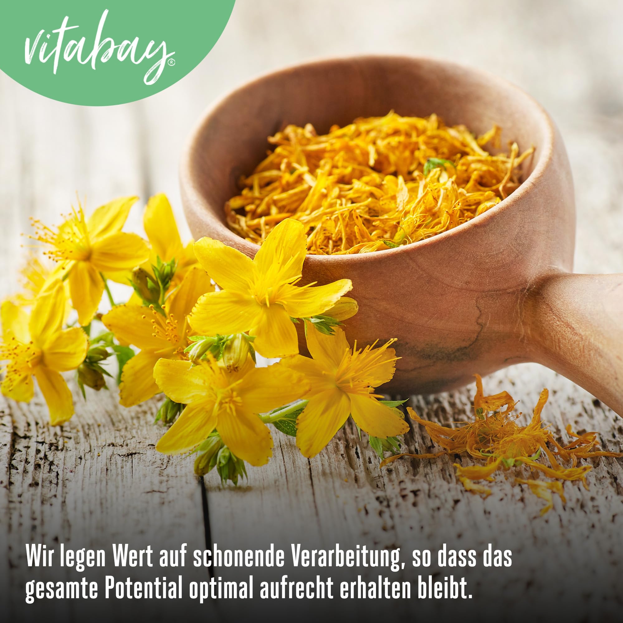 Vitabay Johanniskraut Extrakt 2000 mg • 90 vegane Kapseln • St. John's Wort • Hochdosiert • Liefert Hypericin • Schonende Verarbeitung • Made in Germany