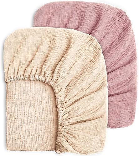 Miniatura 1 de PTRBTY&HISDE Sábanas de muselina para cuna para niñas, sábanas para cuna, sábanas para cuna, sábanas suaves para cuna, sábanas ajustables para bebé