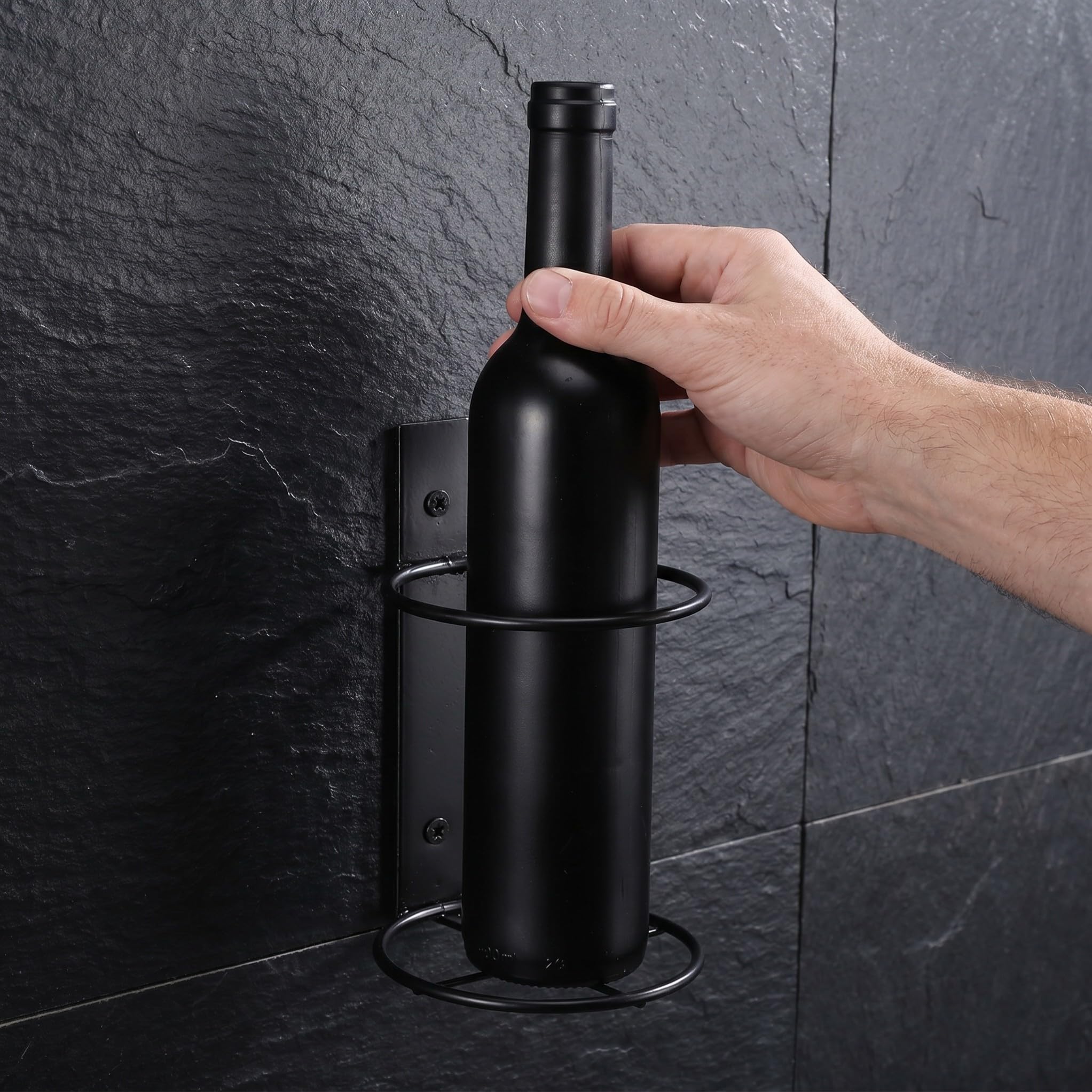 DOITOOL 6 Piezas Botellero Montado Pared de Hierro para Botella Diseño Colgante Funcional y Moderno de Unidades para Vino Cerveza y Decoración de Cocina o Bar