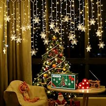 LED Curtain Lights,19ft/6M 96 LED Snowflake Curtain String Lights Plug-in Window Curtain Lights with 8 Modes Decoration for Christmas, Wedding, Party,Wall, Home Decorations (Warm White)