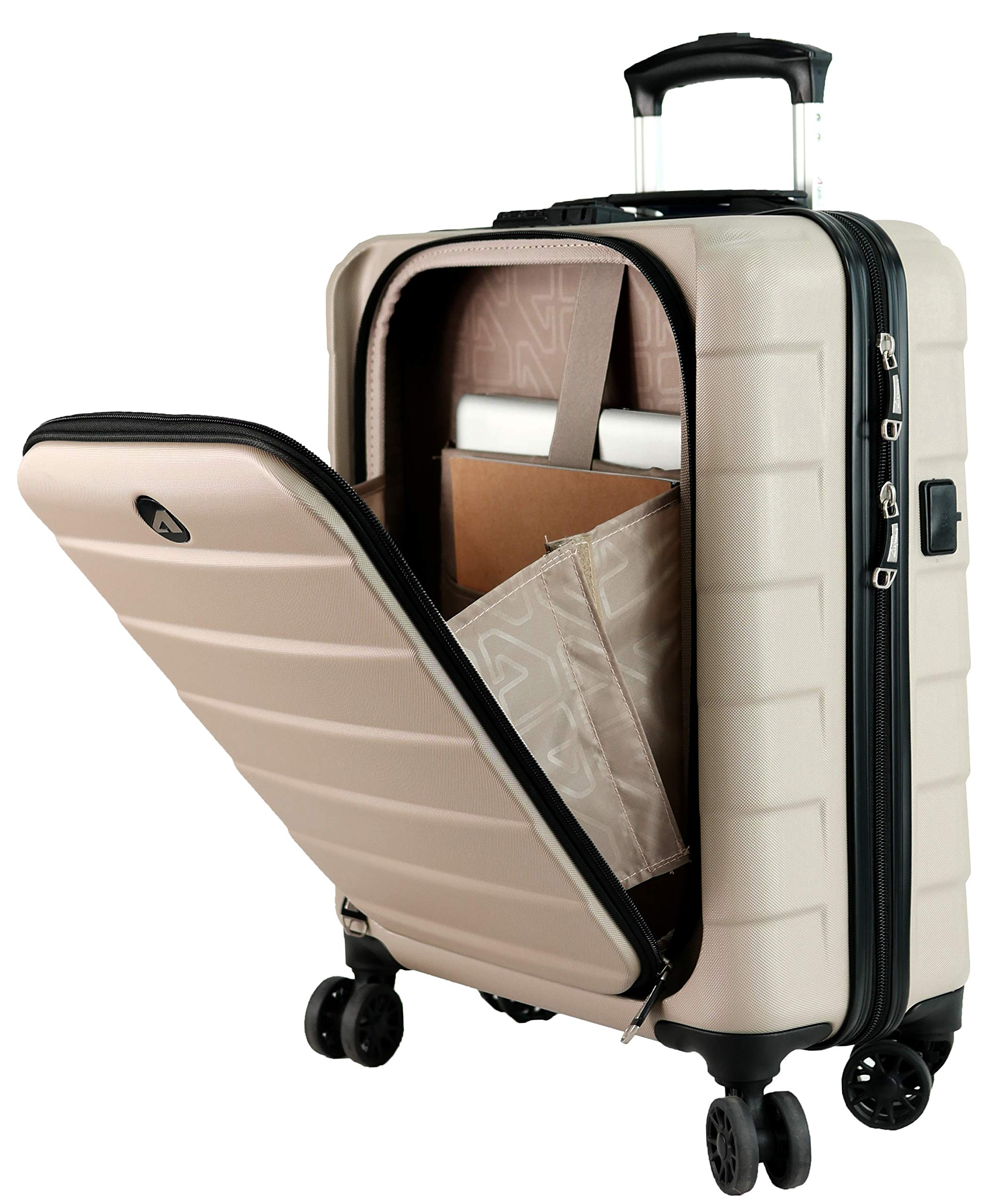 Maleta rígida Alpini INOVA-2.0 22" (55 cm) de garantía de 2 años, Compartimento para Ordenador PC y Tableta, Puerto USB