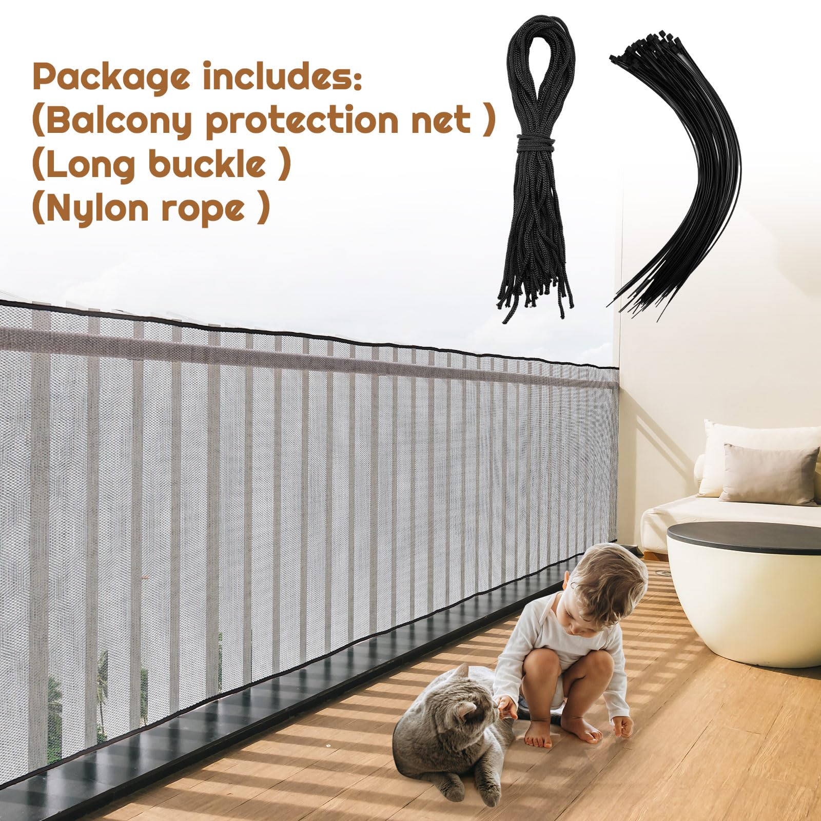 Snapklik.com : Hosuly Banister Guard 15 X 2.6 Ft Balcony Netting For