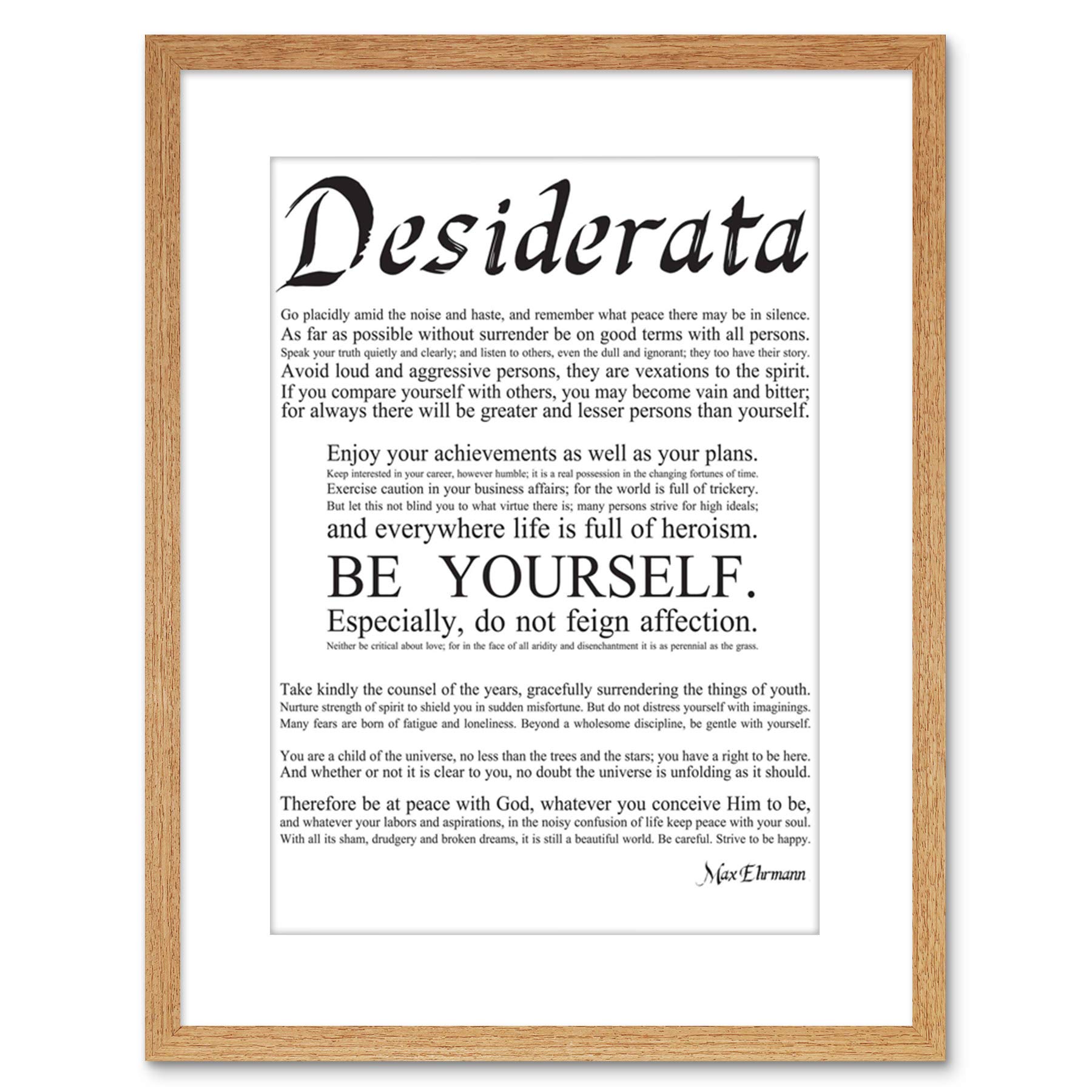 Wee Blue Coo Desiderata Ehrmann Placidly Amid Yourself Quote Framed Wall Art Print