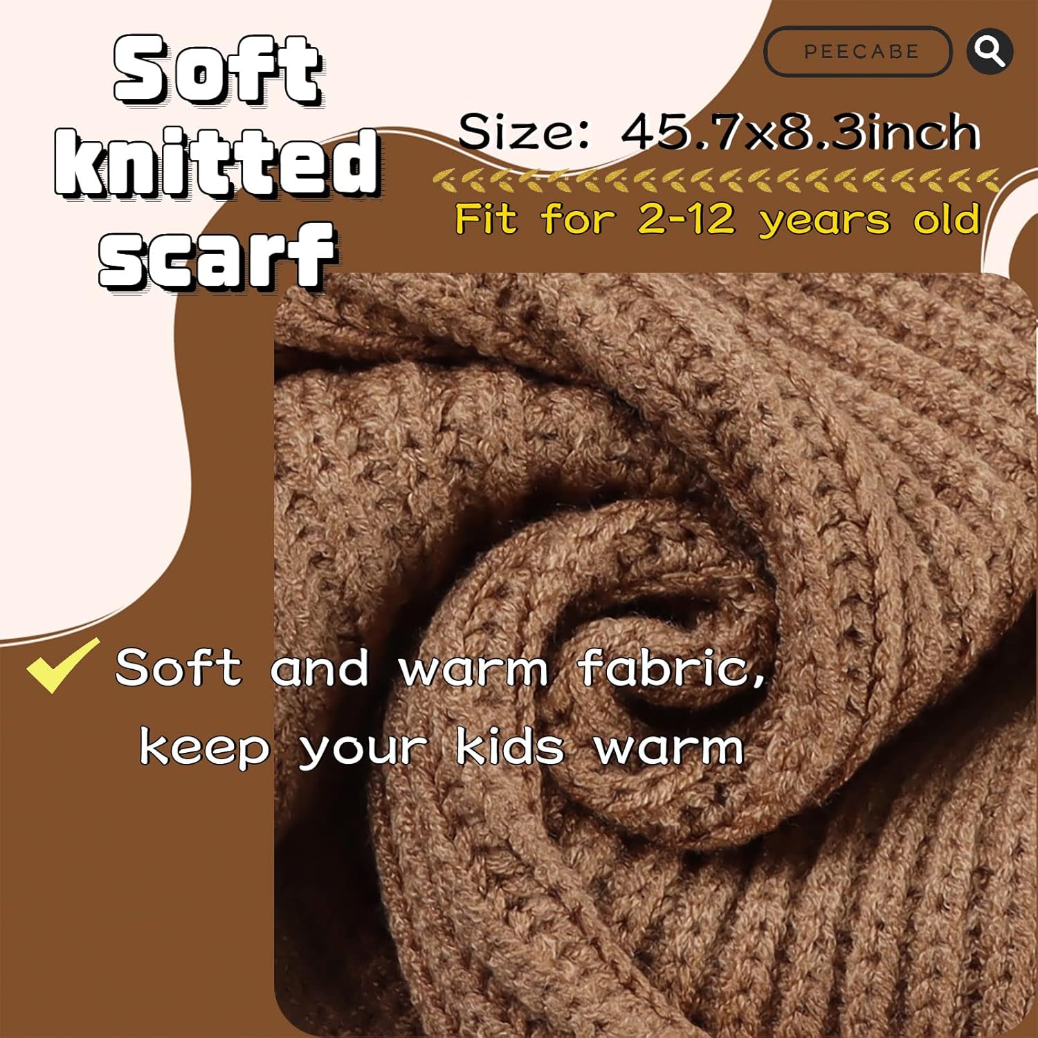Peecabe Kids Scarf Soft Warm Knit Neck Warmer Winter Classic Scarf for Boys Girls - Image 5