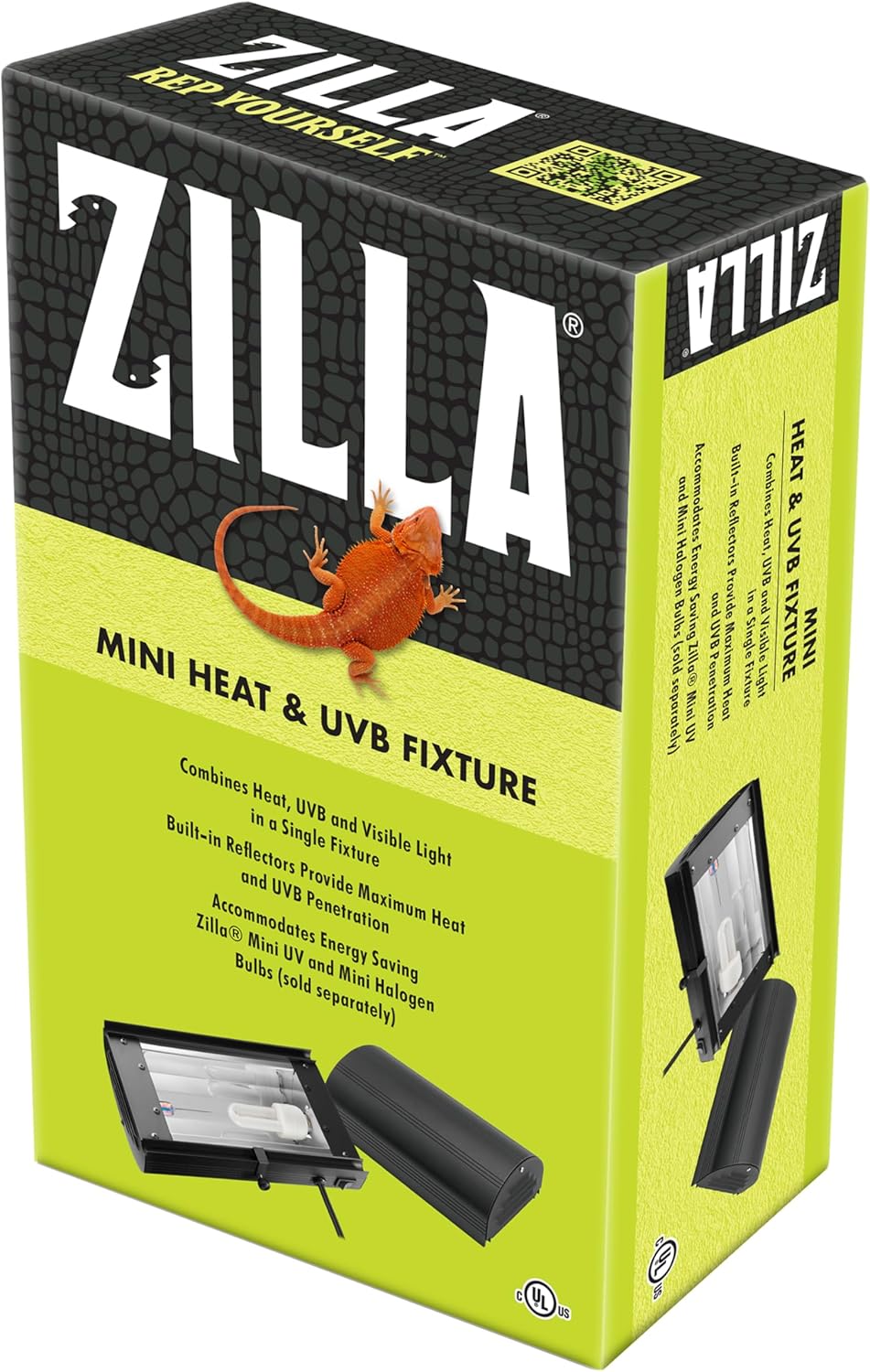 Zilla Reptile Terrarium Enclosure Mini Heat & UVB Light Fixture (Bulb Sold Separately), White, 1 Count (Pack of 1)