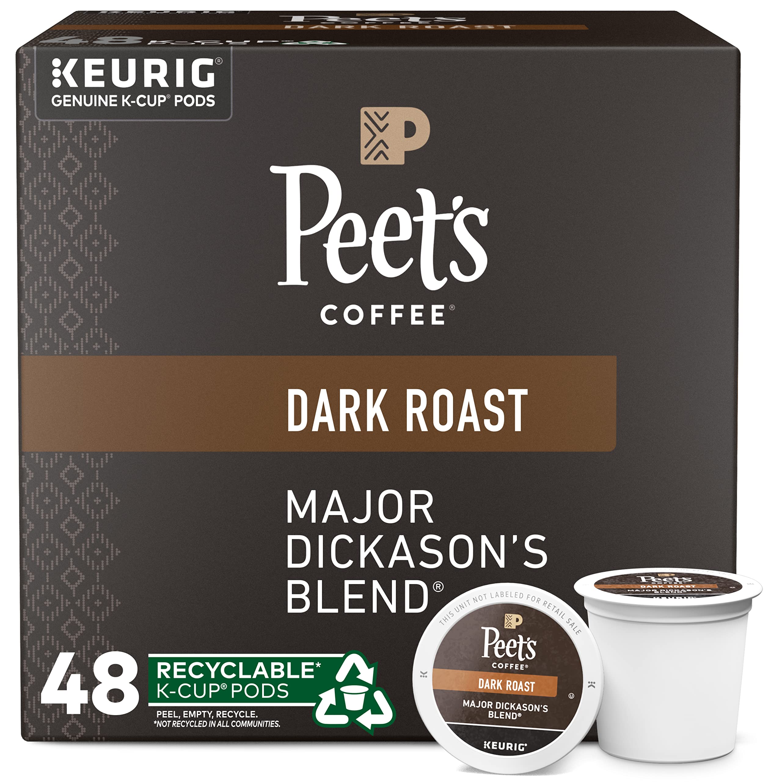 Photo 1 of *10/5/2023* Peet's Coffee, Dark Roast K-Cup Pods for Keurig Brewers - Major Dickason's Blend 48 Count (1 Box of 48 K-Cup Pods) 48 Count (Pack of 1)