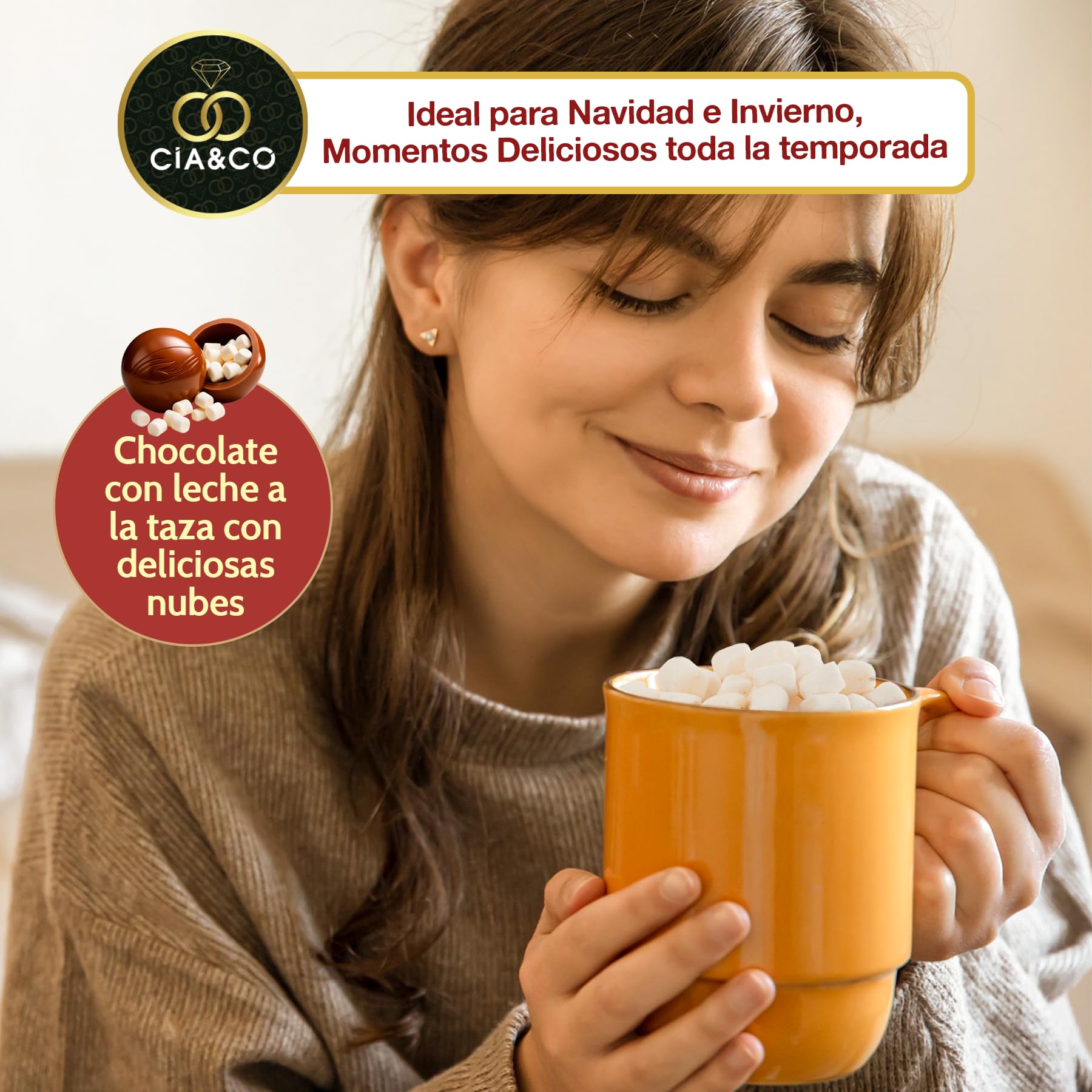 Bolas de Chocolate Caliente Belga con Nubes Pack XXL 12 Bombas Premium Malvaviscos Chocolate a la taza Regalo Navideño