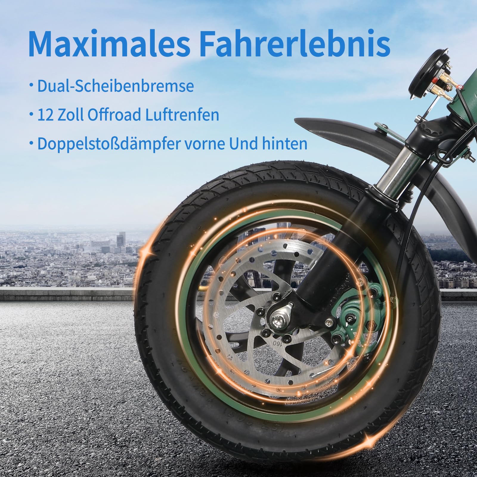TWOFISH E Moped mit Straßenzulassung, Elektro Motorrad für Erwachsene mit 500W Motor 48V 13Ah Akku, EEC Zertifiziert, 12/14 Zoll Reifen, Display, Rückspiegel