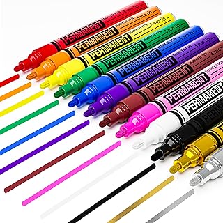 ARTISTRO 12 Oil-Based Permanent Paint Markers - Medium Tip Markers for Tire, Wood, Rock, Fabric, Glass, Ceramic, Metal, Plastic, and More - Quick Dry, Waterproof