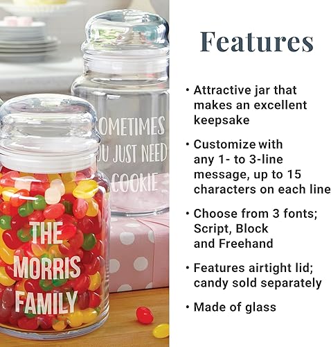 Miniatura 3 de Let's Make Memories Tarros de caramelo de vidrio variados personalizados - Cualquier diseño de mensaje, fuente de guión