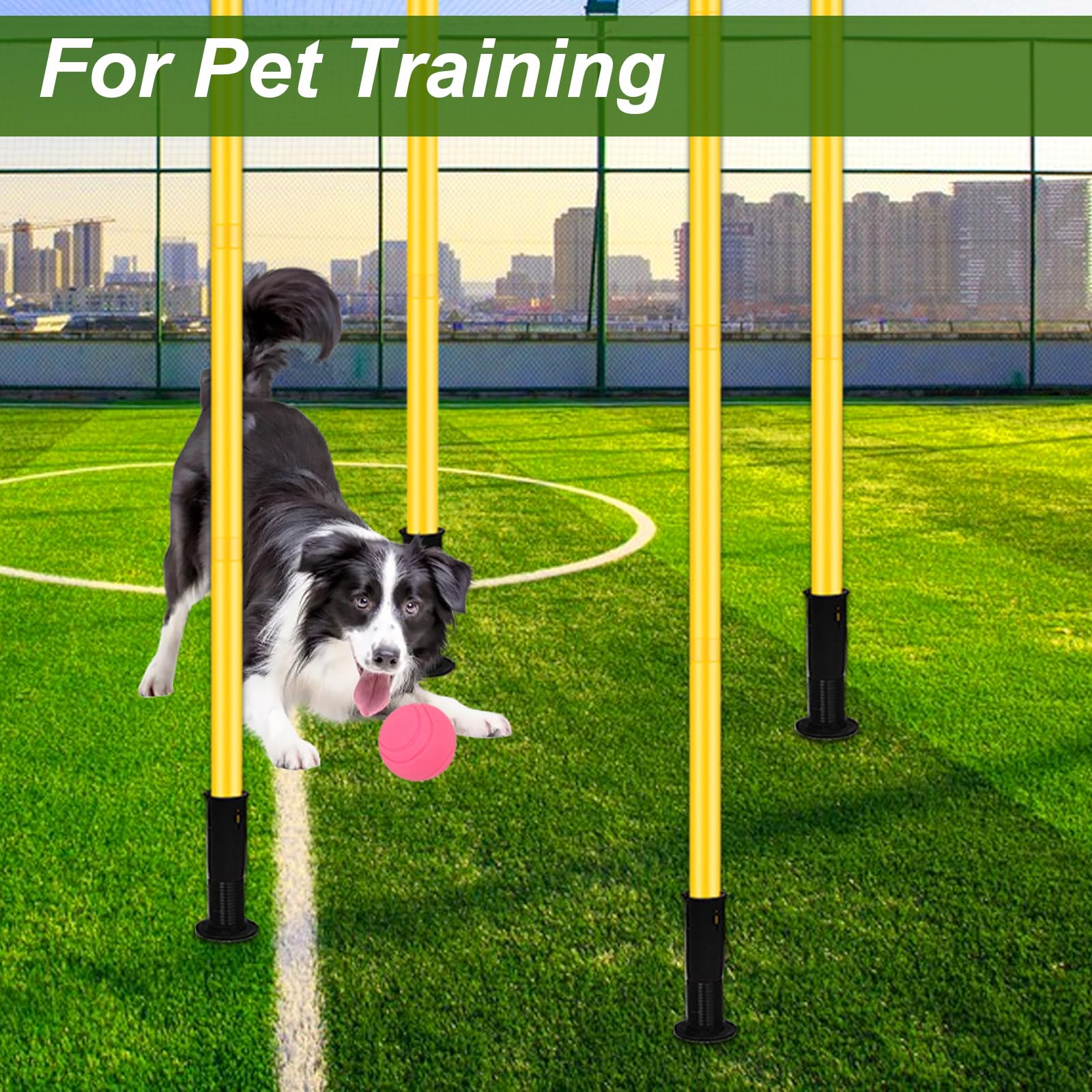 Paquete de 4 bastones de agilidad al aire libre, 150 cm, velocidad fija o ajustable, accesorio de equipo de entrenamiento de agilidad para perros de fútbol, deportes al aire libre y fitness, color