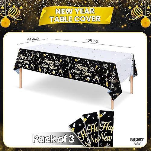 Miniatura 2 de KatchOn, Mantel XtraLarge de Año Nuevo, 108 x 54 pulgadas, paquete de 3, manteles de Nochevieja, suministros de fiesta de Año Nuevo 2025, mantel de