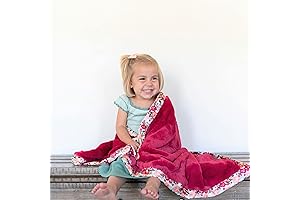 Saranoni Super Soft, Luxurious Satin-Bordered Receiving Blanket in Raspberry Floral (40" x 40")