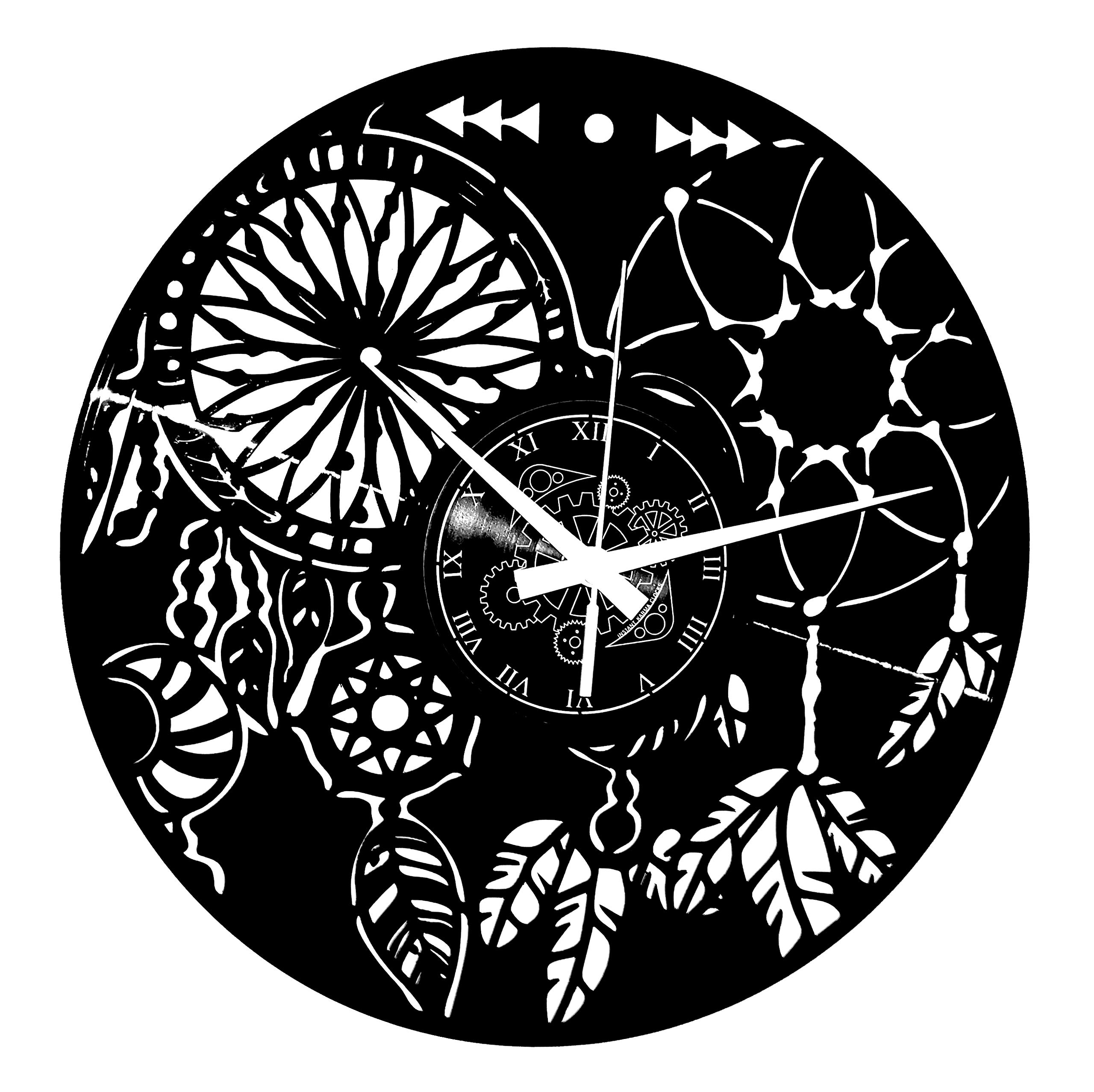 Horloge murale attrape-rêves en bois, décoration murale ethnique et originale