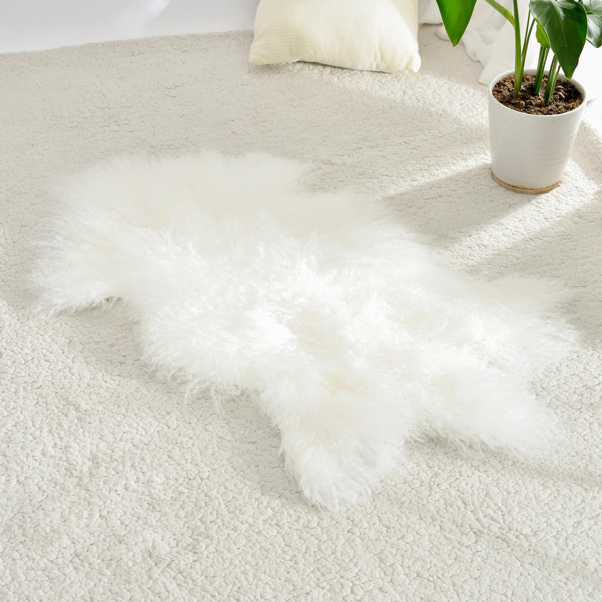 Tapis en peau de mouton véritable Blanc 0,6 x 0,9 m