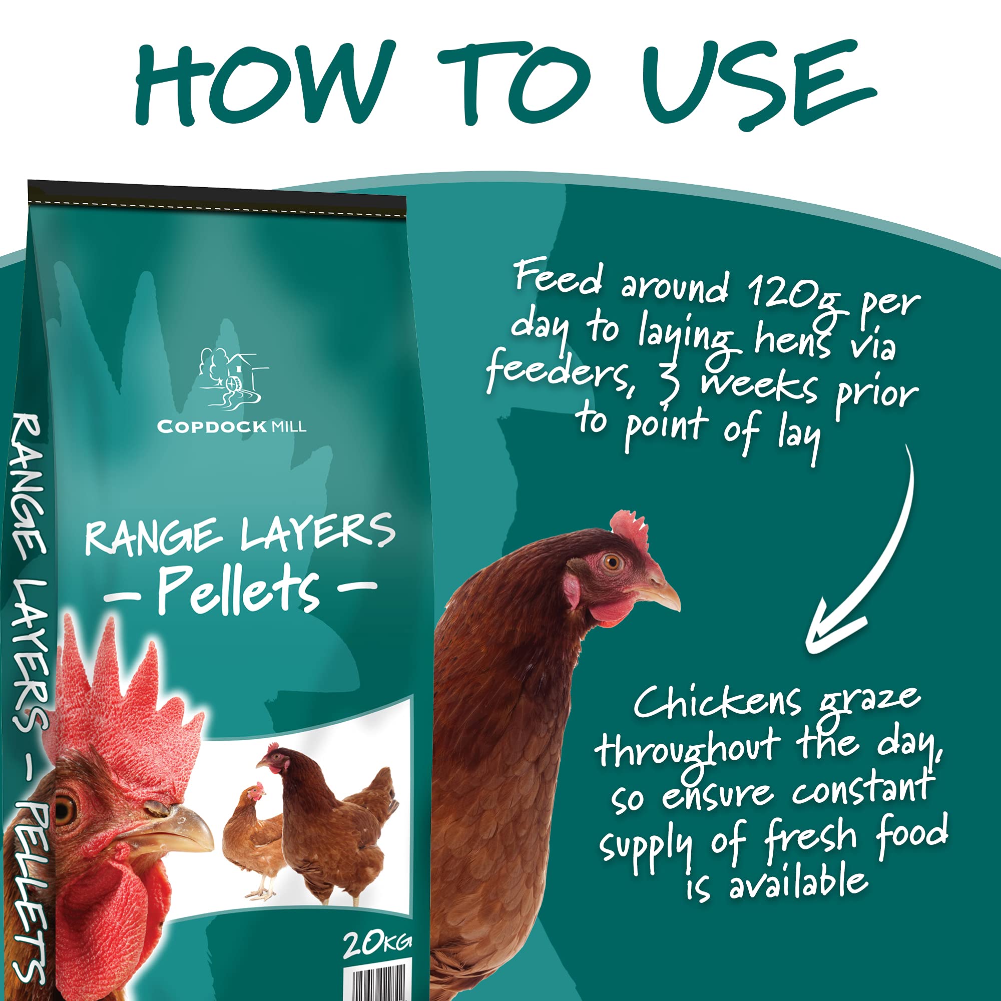 Copdock Mill Range Layers Pellets, 20kg Bag Poultry Food for Chickens