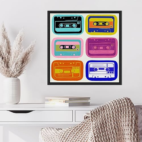 Miniatura 5 de Amanti Art Framed Canvas Wall Art 22x22 Retro Cassettes by PI Studio, Framed Wall Art Canvas, Entertainment Artwork, Modern Decor, Medium Poster