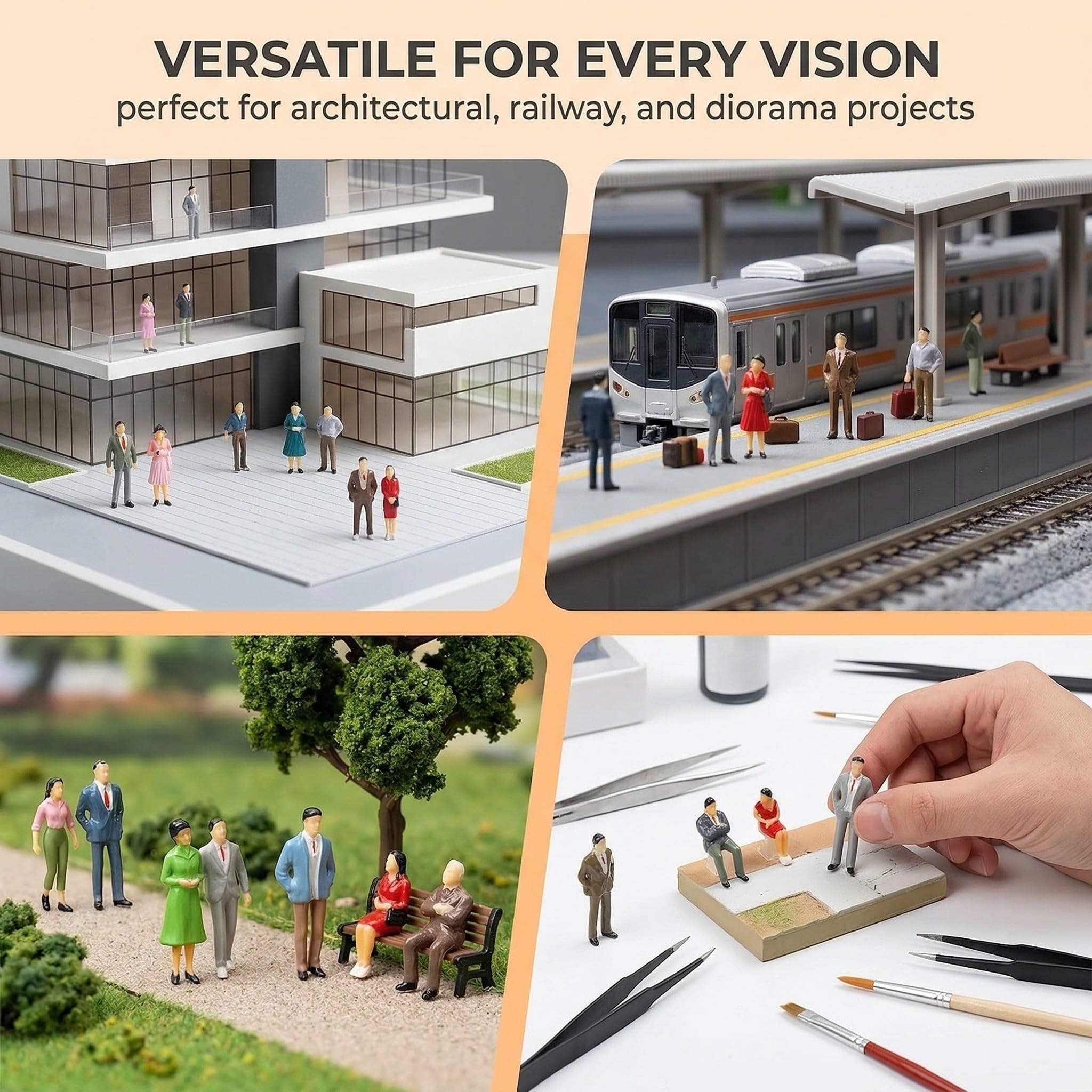 20 Pezzi Set di Miniature, Omini in Miniatura, Mini Persone, Piccole Figure Dipinte, Colorate in Diverse Pose, Modello di Persone in Plastico (Proporzione 1:50)