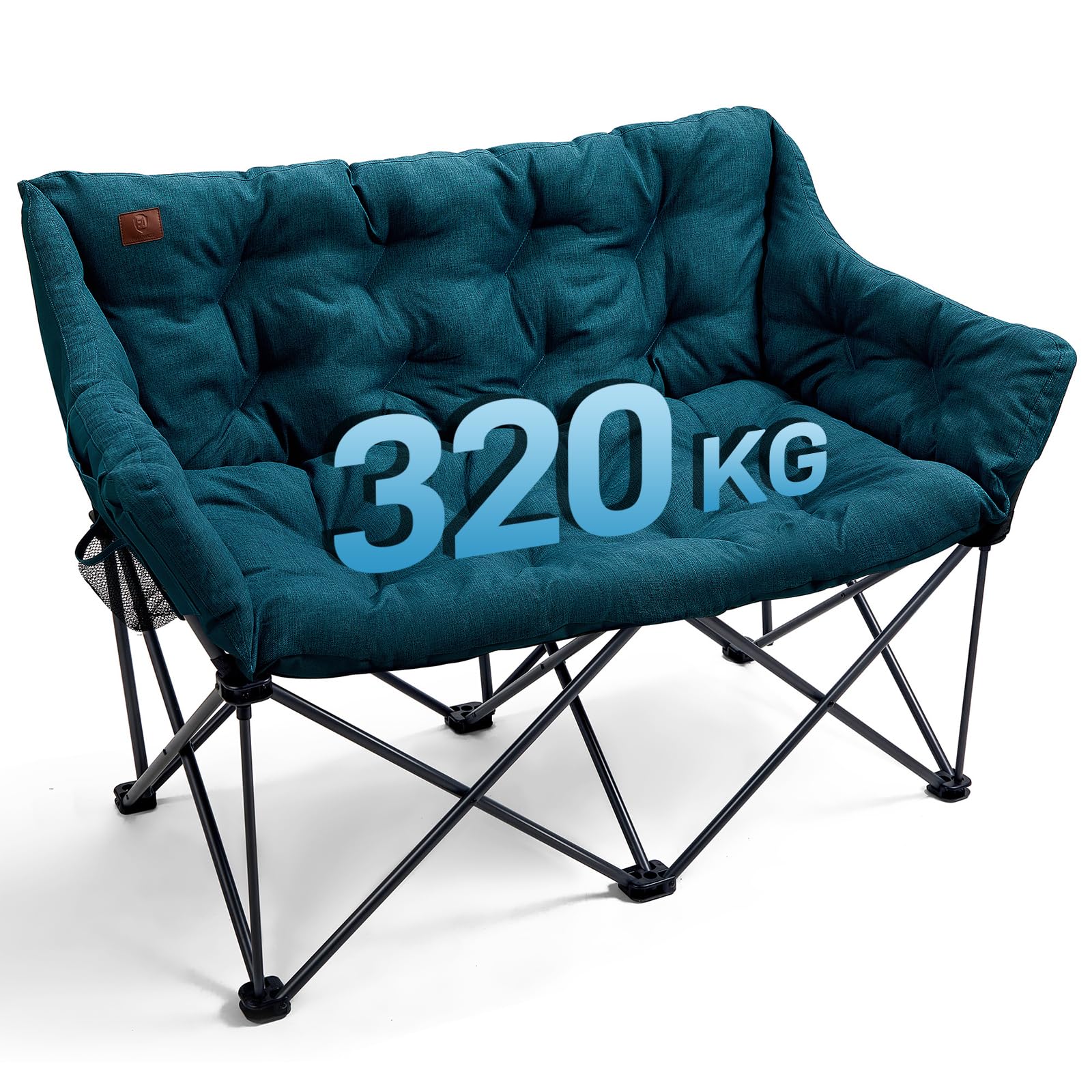 EVER ADVANCED Campingstuhl Faltbar 124CM Breit Campingsofa für 2 Personen Faltsofa 320KG Belastbar, Campingcouch Dick Gepolstert Klappstuhl XXL 2 Sitzer Hohe Lehne für Outdoor Garten Balkon Indoor