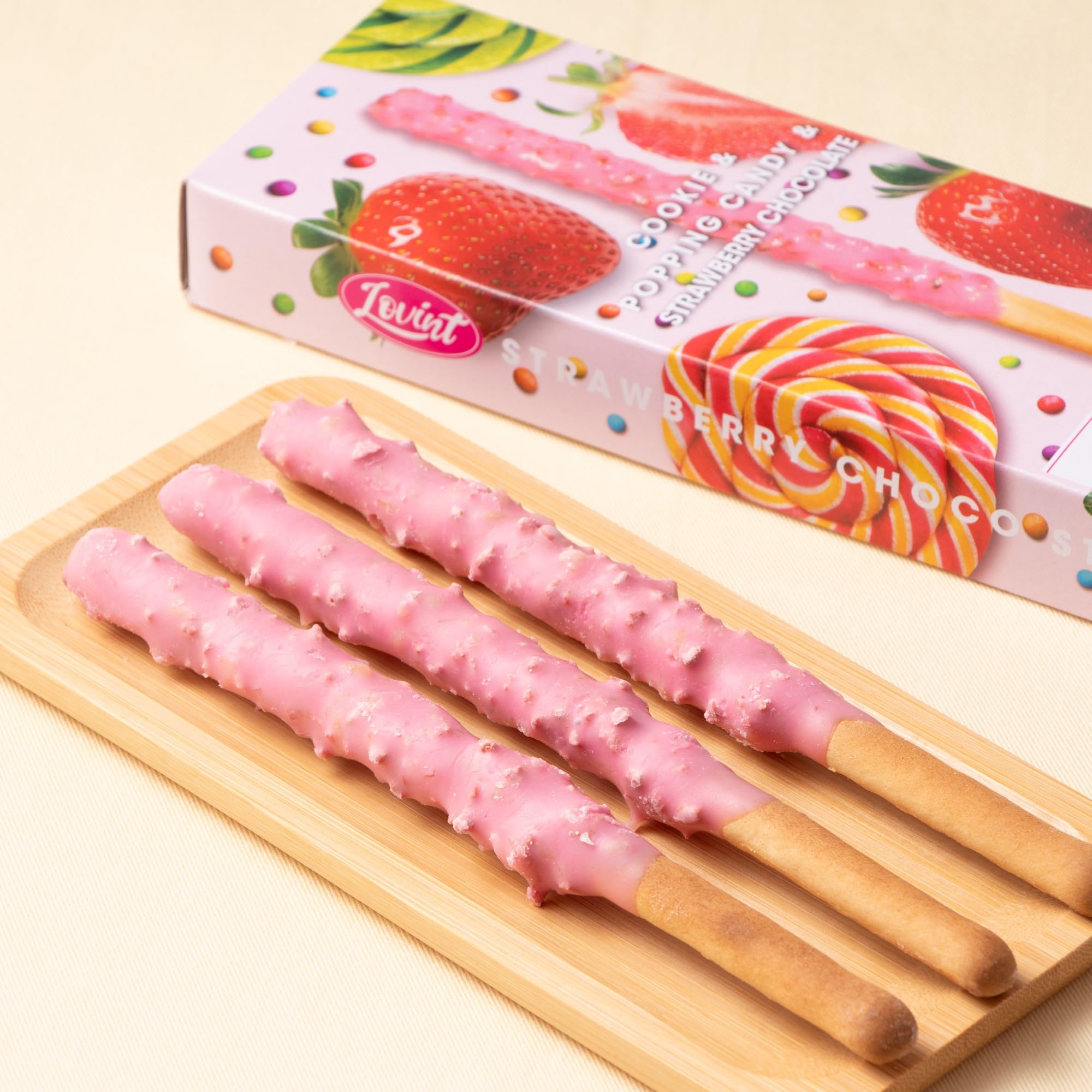 Amazon.co.jp: Lovint チョコスティック ポッピングストロベリー 4箱[1