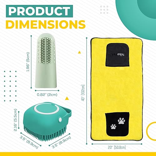 Miniatura 2 de Paquete de 3 toallas para perros, cepillo de baño para perros, cepillo de dientes para perros, toalla de baño para perros de 40 x 20 pulgadas, bata